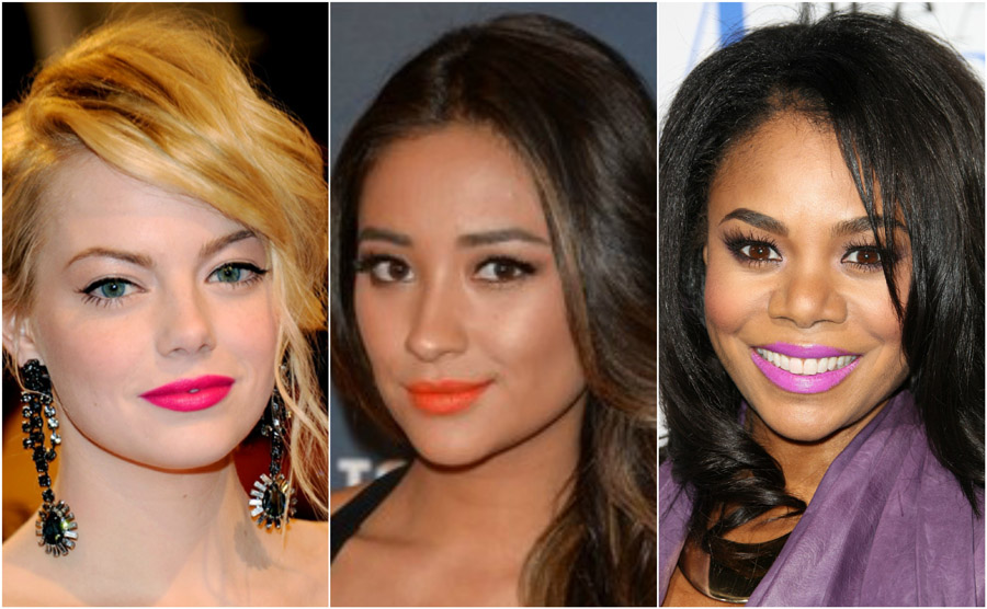 How To Wear Lipstick – 6 Tips That Will Amaze You 19 Bright Lipstick How Wear Lip Colour Pink Orange Purple Emma Stone Shay Mitchell