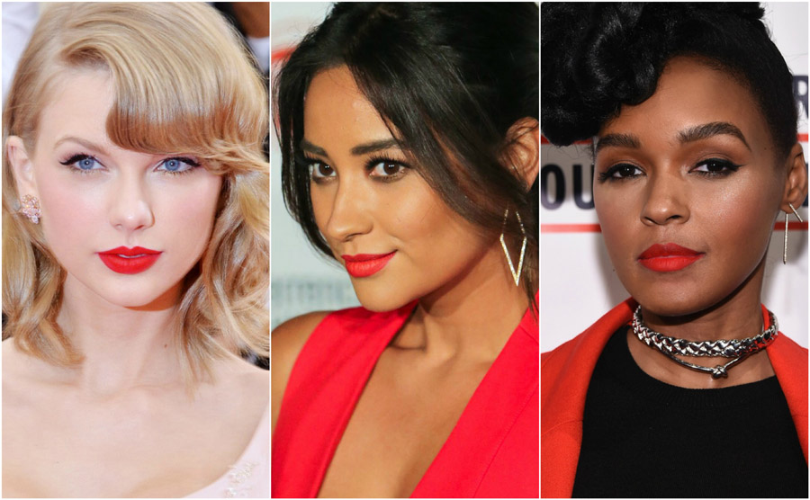 How To Wear Lipstick – 6 Tips That Will Amaze You 17 Bright Red Lipstick Celebrity Skin Tone Fair Olive Dark Taylor Swift Shay Mitchell Janelle Monae