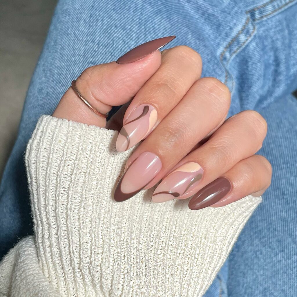 40 Latest Brown French Tip Nail Ideas To Try in 2024! 19 Swirling Abstracts on Brown French Nails