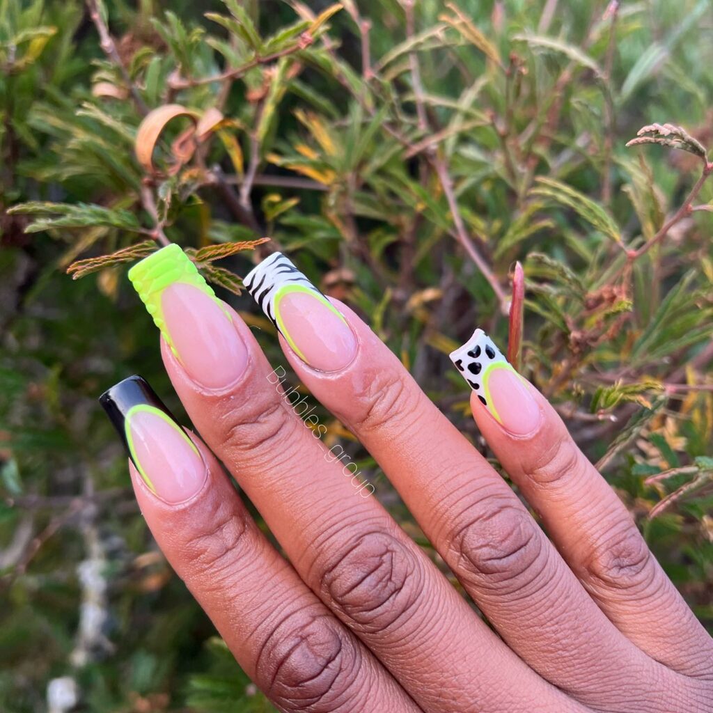 Try in 2024: 50 Latest Neon Green Nail Designs 41 Bubbles