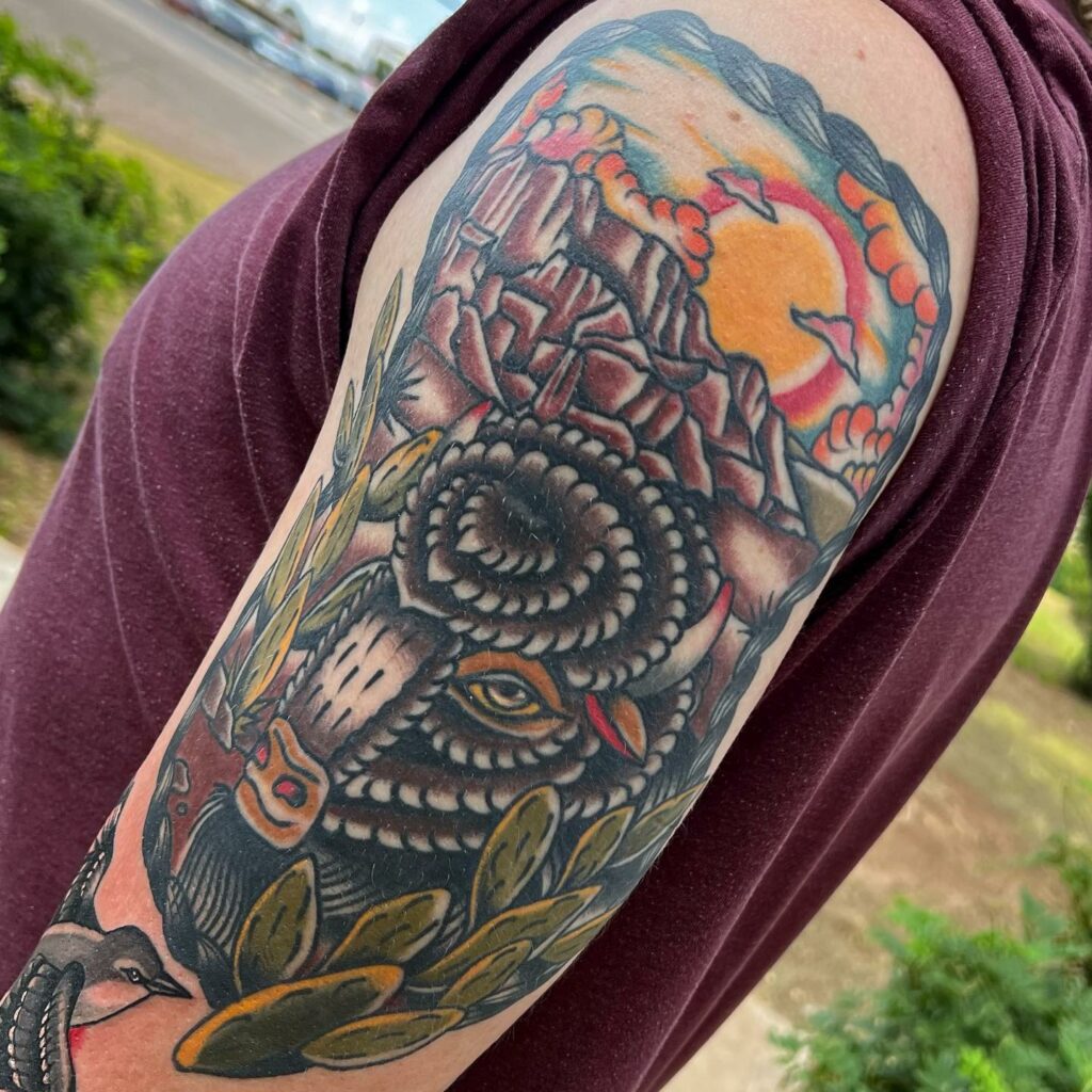 12+ Western Tattoo Sleeve Ideas To Inspire You! 12 Buffalo Western Sleeve Tattoo
