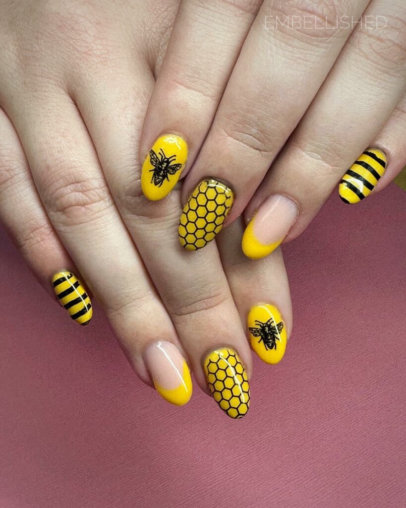 50 Latest February Yellow Nail Designs To Try in 2024! 49 Bees on Sunny Yellow Nails