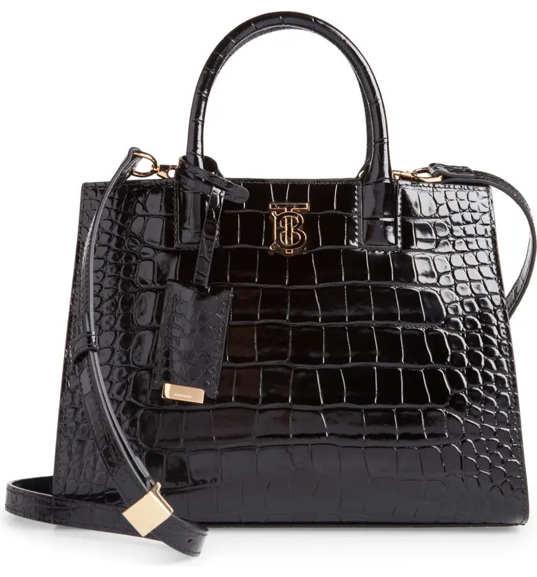Burberry Vs Burberrys: Discover The History Of The Brand 16 Burberry Frances Croc Embossed Leather Top Handle Bag