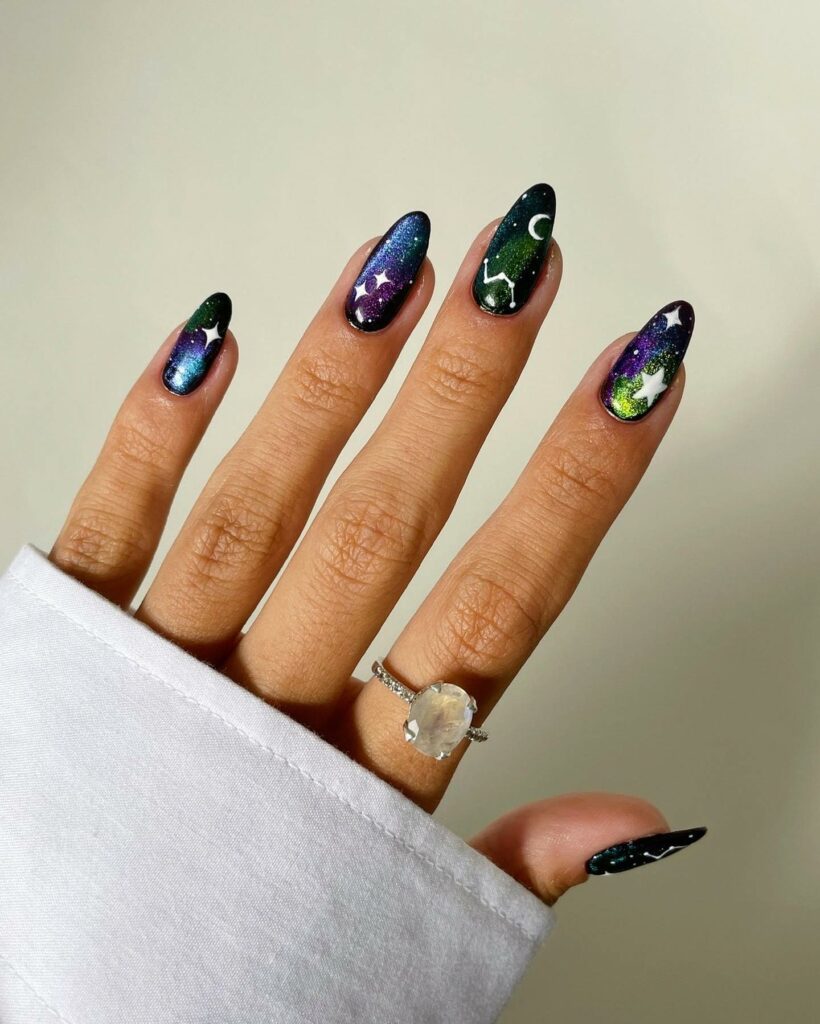 Mesmerizing Galaxy Nail Designs to Try in 2024 π 42 Burgundy Galaxy Nails