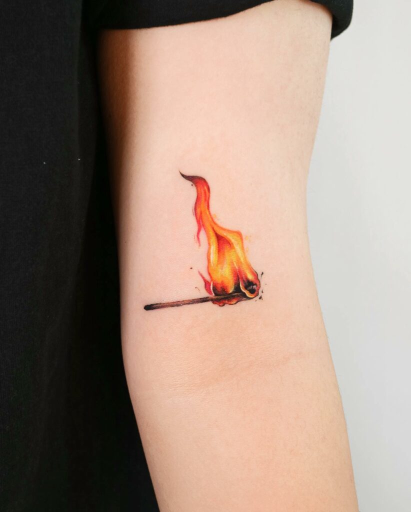 11+ Small Flame Tattoo Ideas That Will Blow Your Mind! 11 Burning Match Tattoo