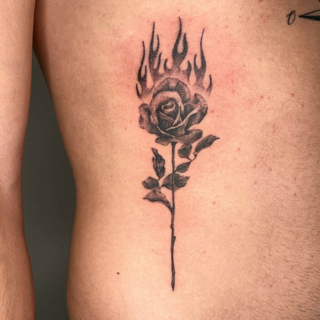 12+ Fire Flame Tattoo Ideas That Will Blow Your Mind! 15 Burning Rose Tattoo