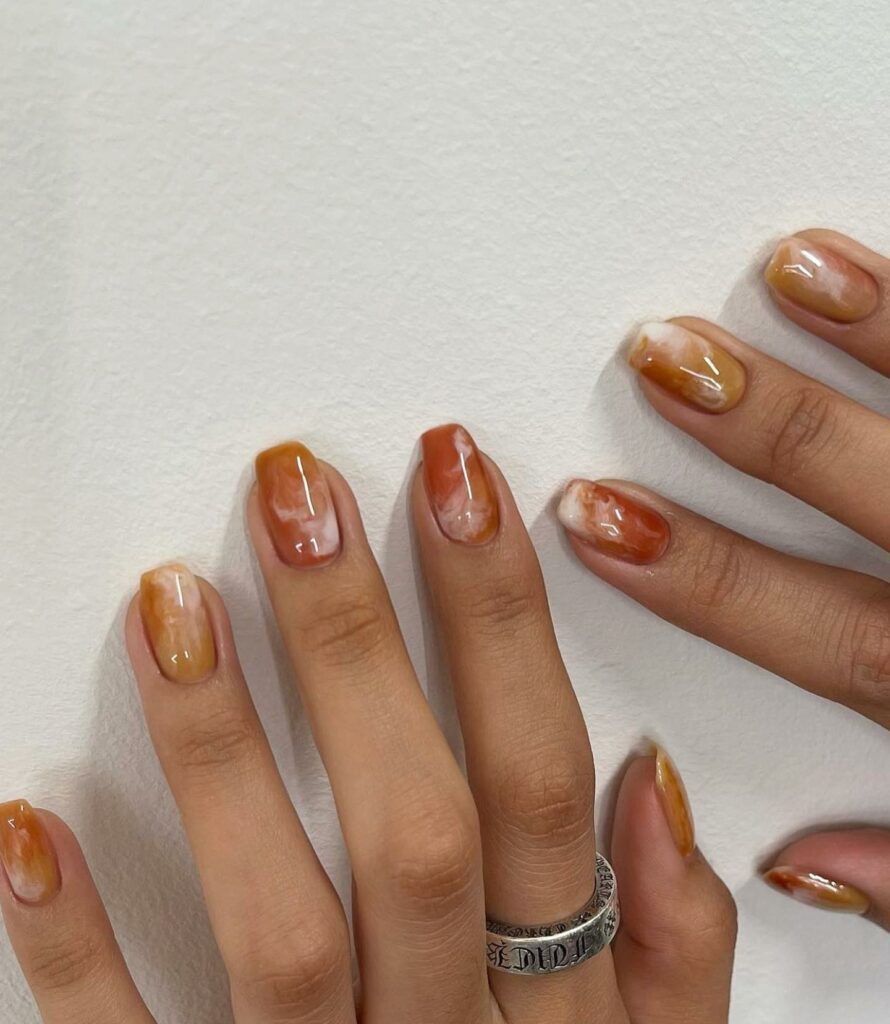 Stylish Burnt Orange Nail Trends of 2024 π 25 Burnt Orange Nails15