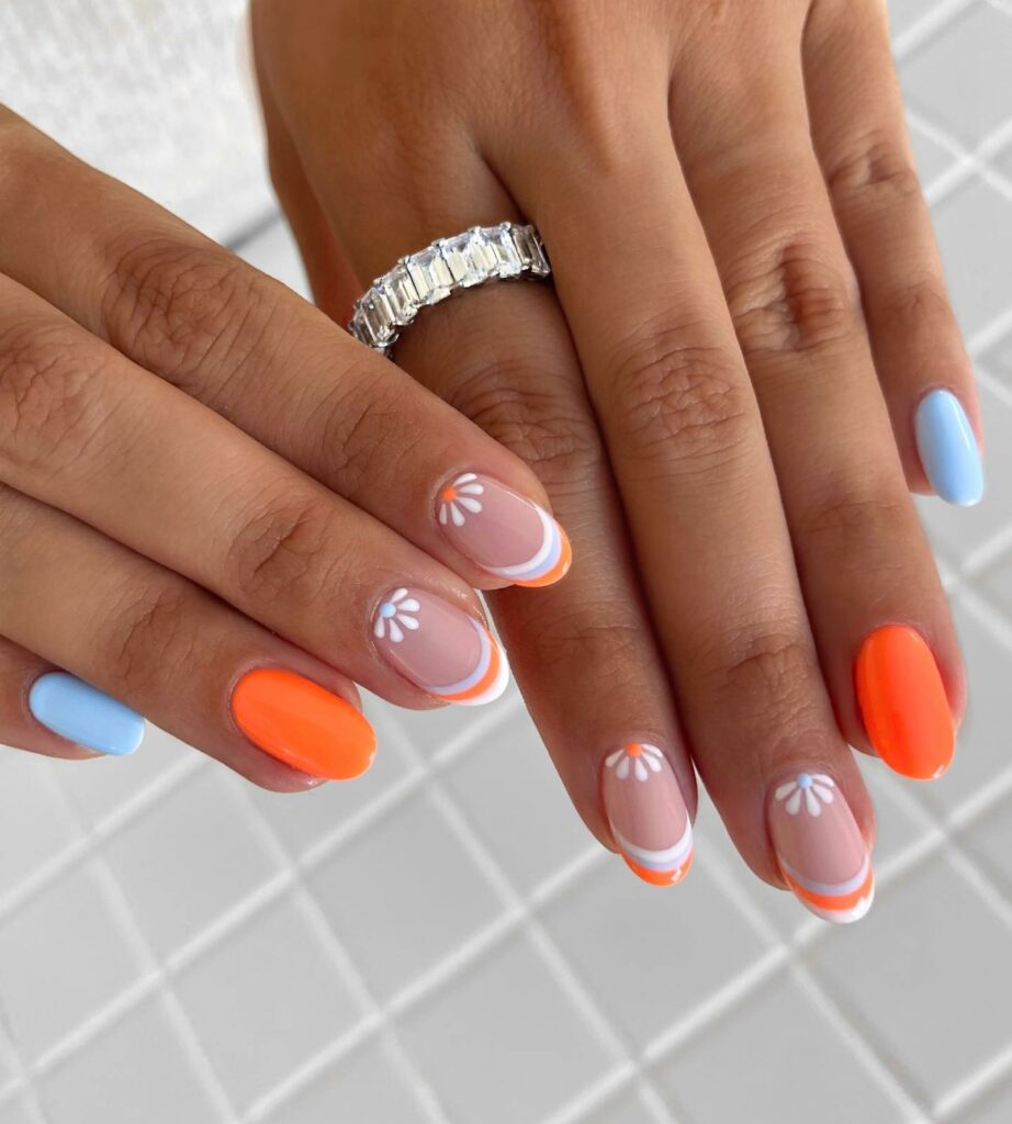 20 Latest Orange And Blue Nail Ideas To Try In 2024! 15 Burnt Orange Nails29