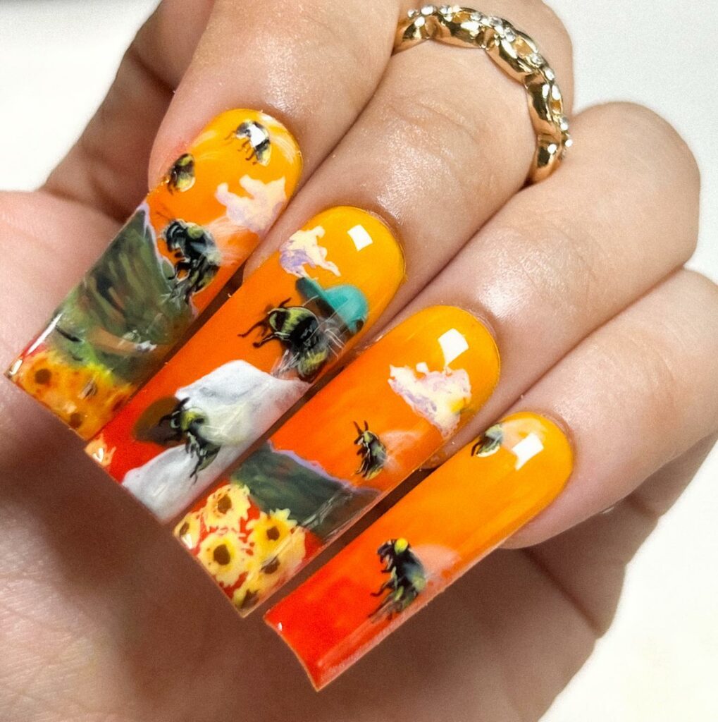 Stylish Burnt Orange Nail Trends of 2024 π 50 Burnt Orange with Floral
