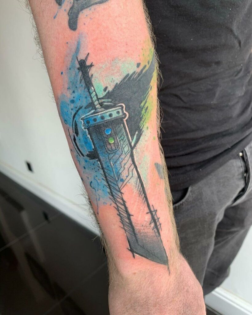 12+ Buster Sword Tattoo Ideas To Inspire You! 15 Buster Blade Watercolour Tattoo Idea