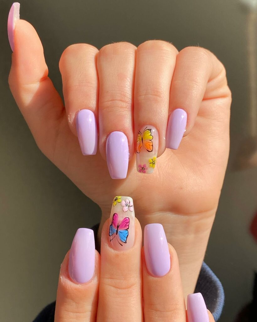 50 Latest Butterfly Nail Designs To try In 2024! 30 Short Purple Butterfly Nails
