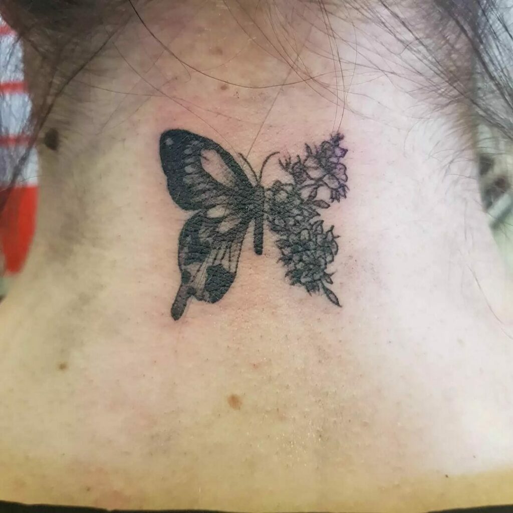 19+ Back Of Neck Tattoo Ideas You'll Have To See To Believe! 19 Butterfly Back of the Neck Tattoo
