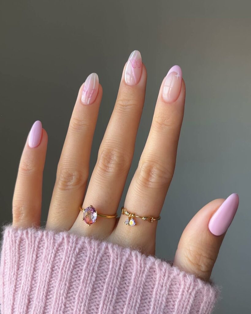 Try in 2024: 39 Latest Short Almond Nail Designs 13 Butterfly Beauties