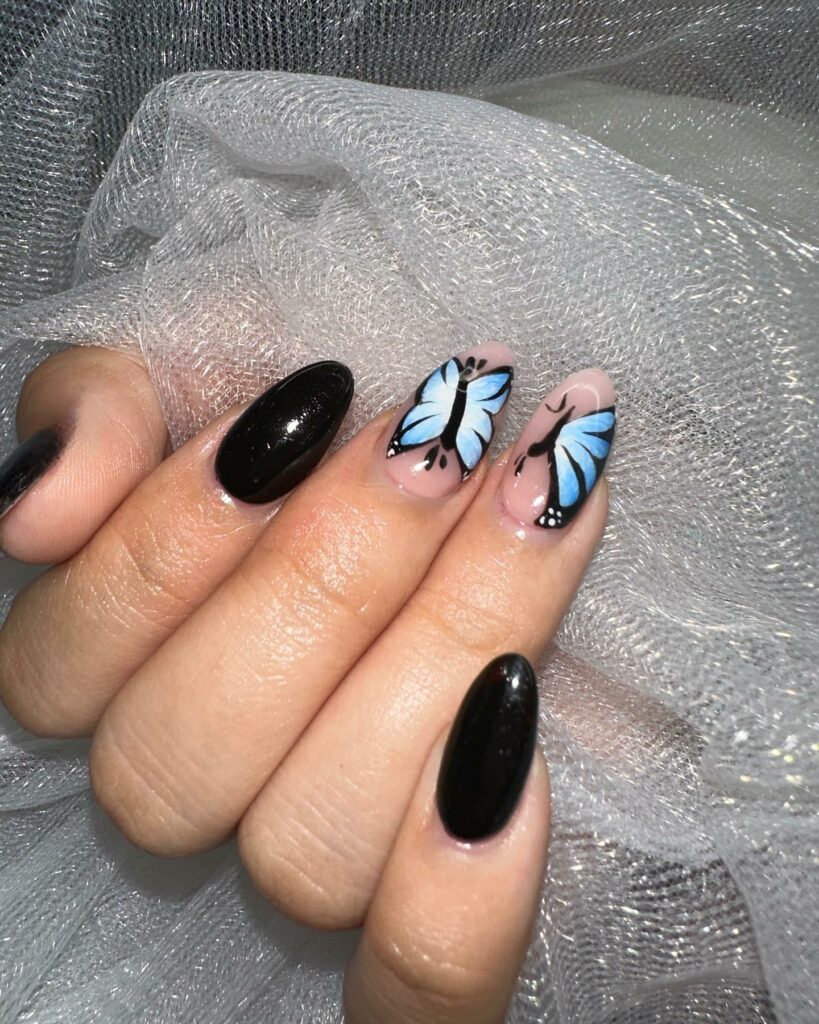 Discover 44 Trendsetting Black Nail Designs for 2024 24 Butterfly Nail