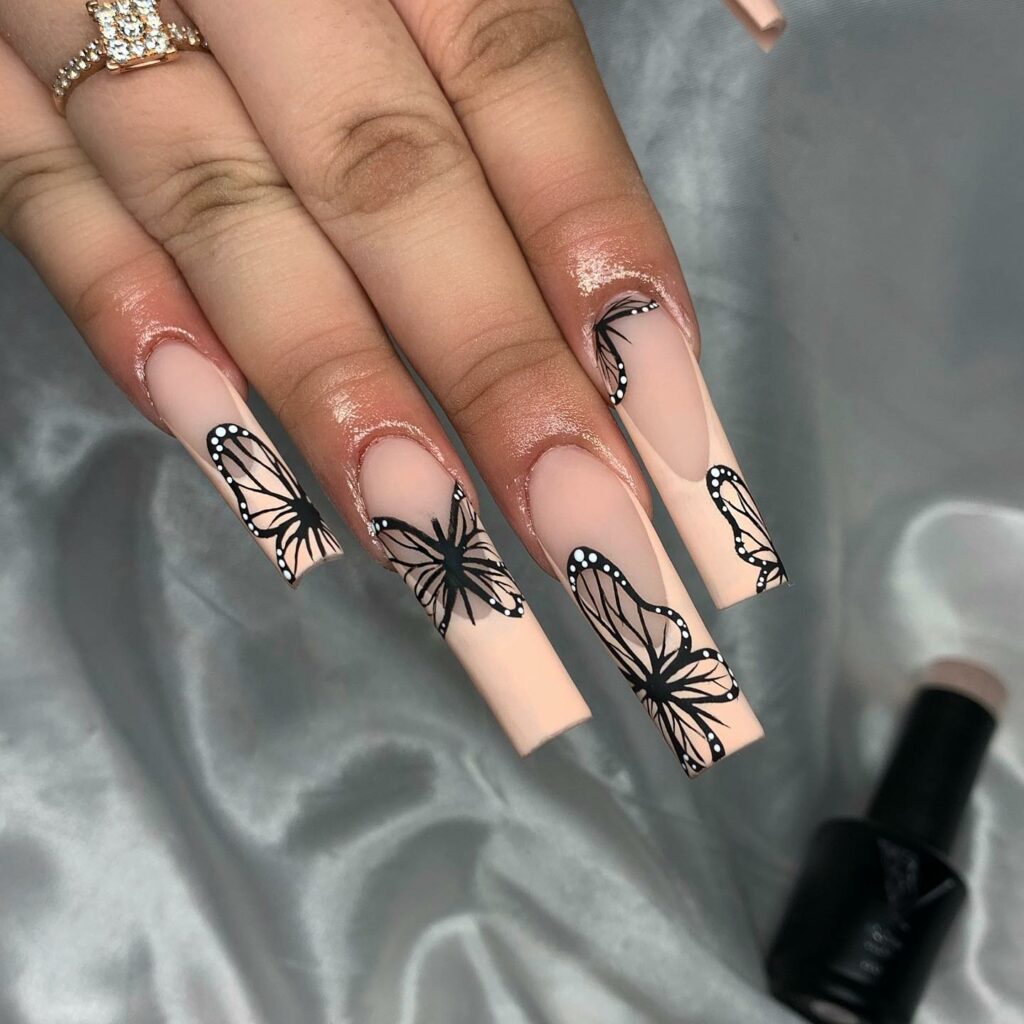 50 Latest Butterfly Nail Designs To try In 2024! 32 Matte Acrylic Butterfly Nails