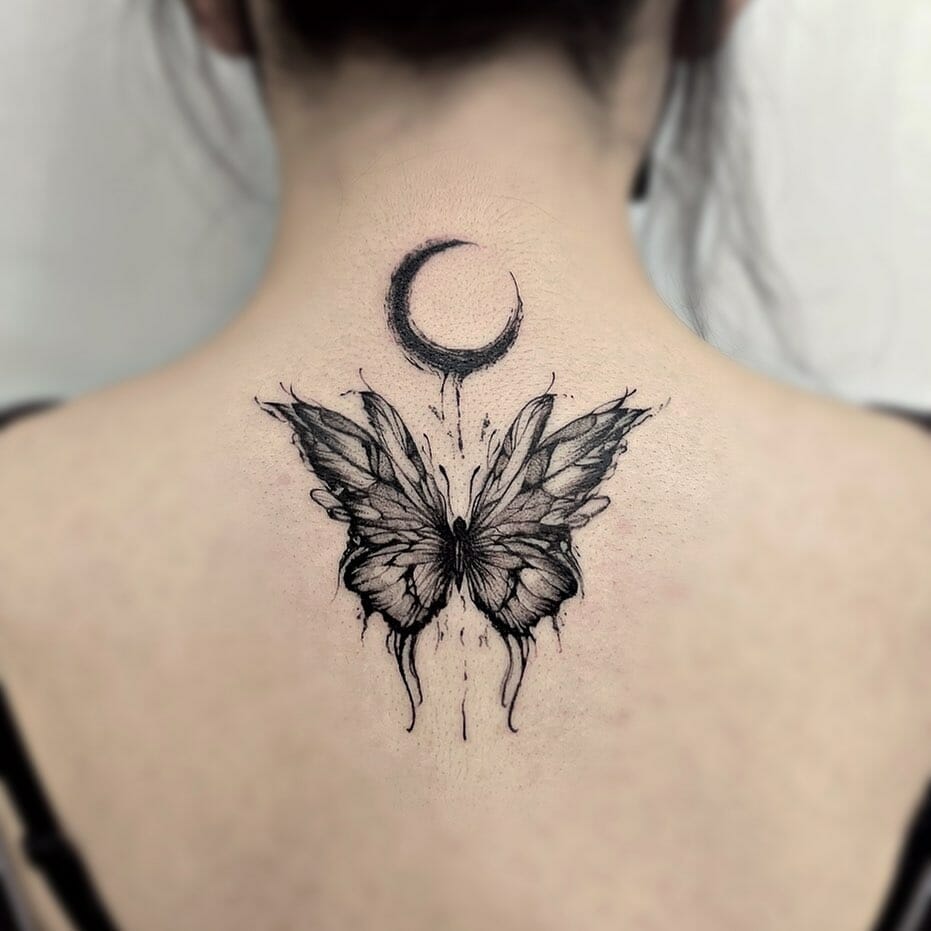 11+ Butterfly Tattoo On Arm Ideas That Will Blow Your Mind 11 Butterfly Tattoo With Moon At The Back
