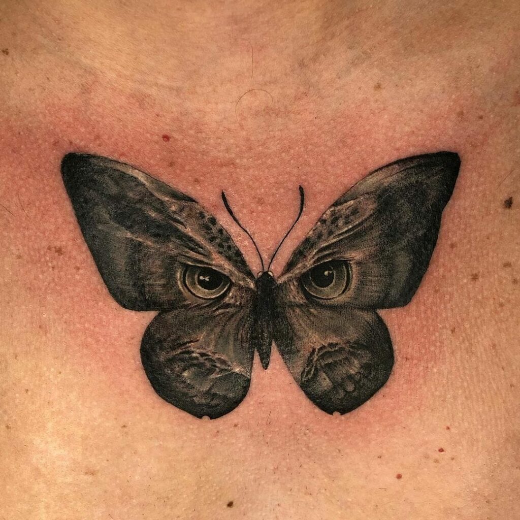 10+ Black Butterfly Tattoo Ideas You'll Have To See To Believe! 17 Butterfly Tattoo With Owl