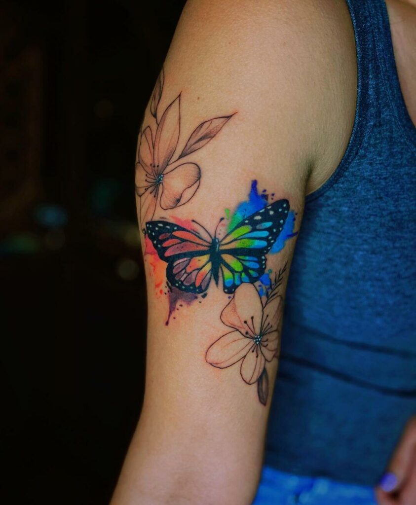 11+ Floral Watercolor Tattoo Ideas That Will Blow Your Mind 14 Butterfly Watercolor Flower Tattoo