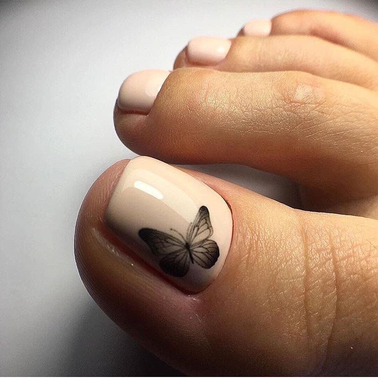 30 Gel Pedicure Ideas to Experiment with in 2024 26 Butterfly pedicure nails