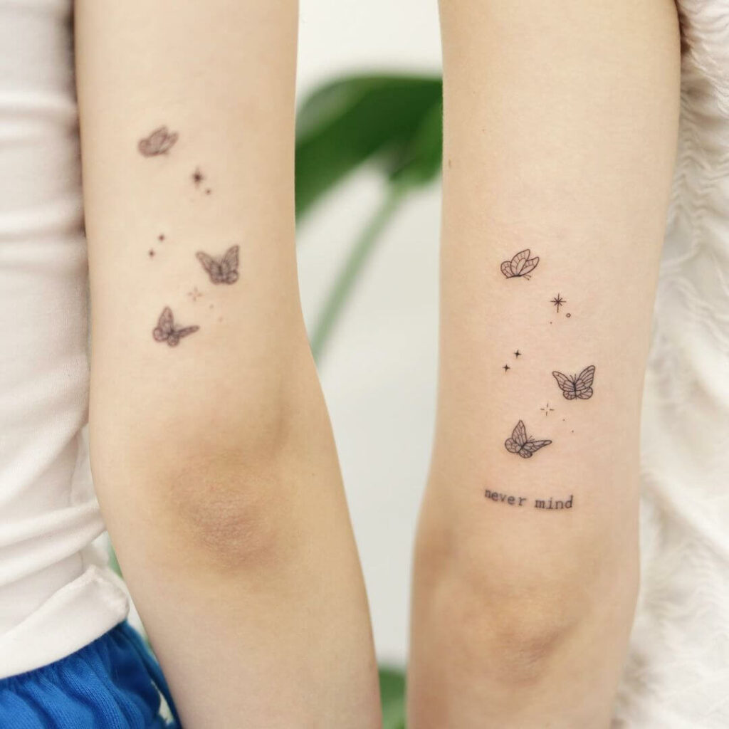 12+ Minimalist Couple Tattoo Ideas To Inspire You! 11 Butterfly tattoo In Matching Ink