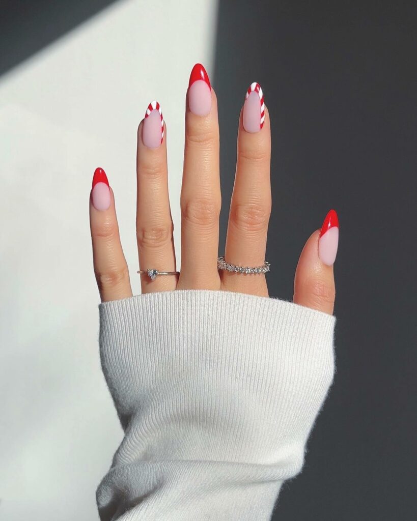 Celebrate with 33 Short Christmas Nail Ideas in 2024 43 Candy Cane Short Christmas Nails