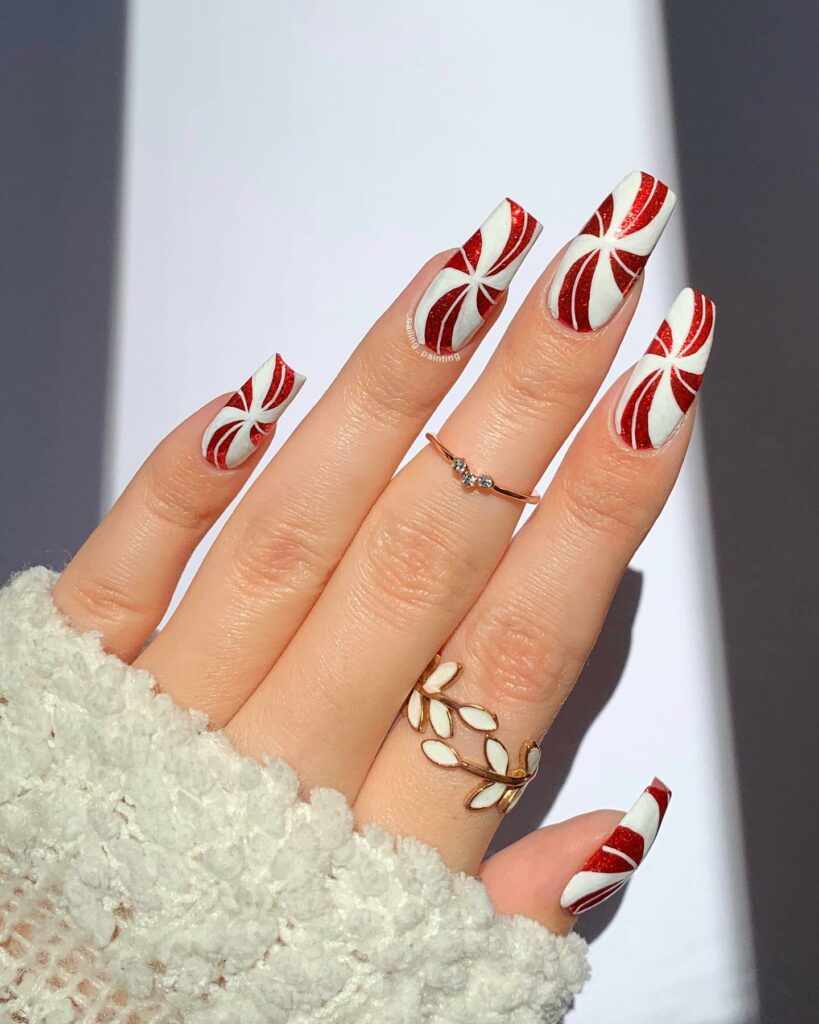 Deck the Halls with 30 White Christmas Nail Ideas in 2024 32 Candy Cane White Christmas Nails