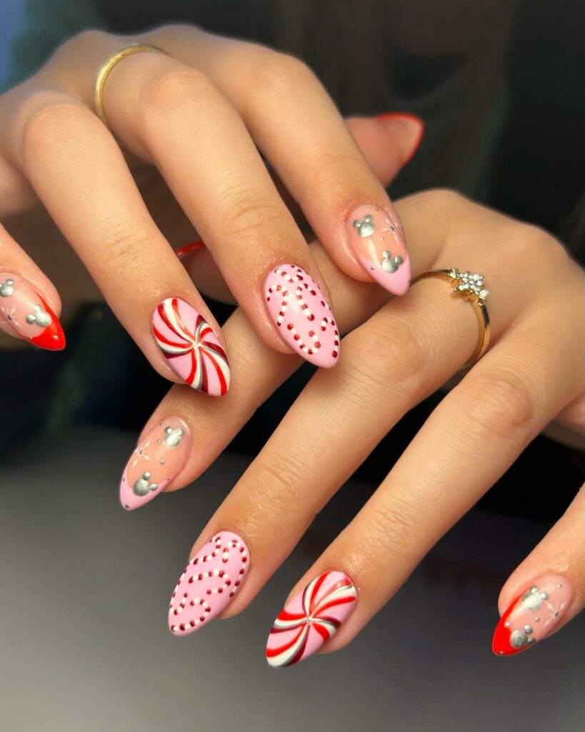 Immerse in Magic with 33 Disney Christmas Nail Ideas in 2024 33 Candy Cane Disney Christmas Nails