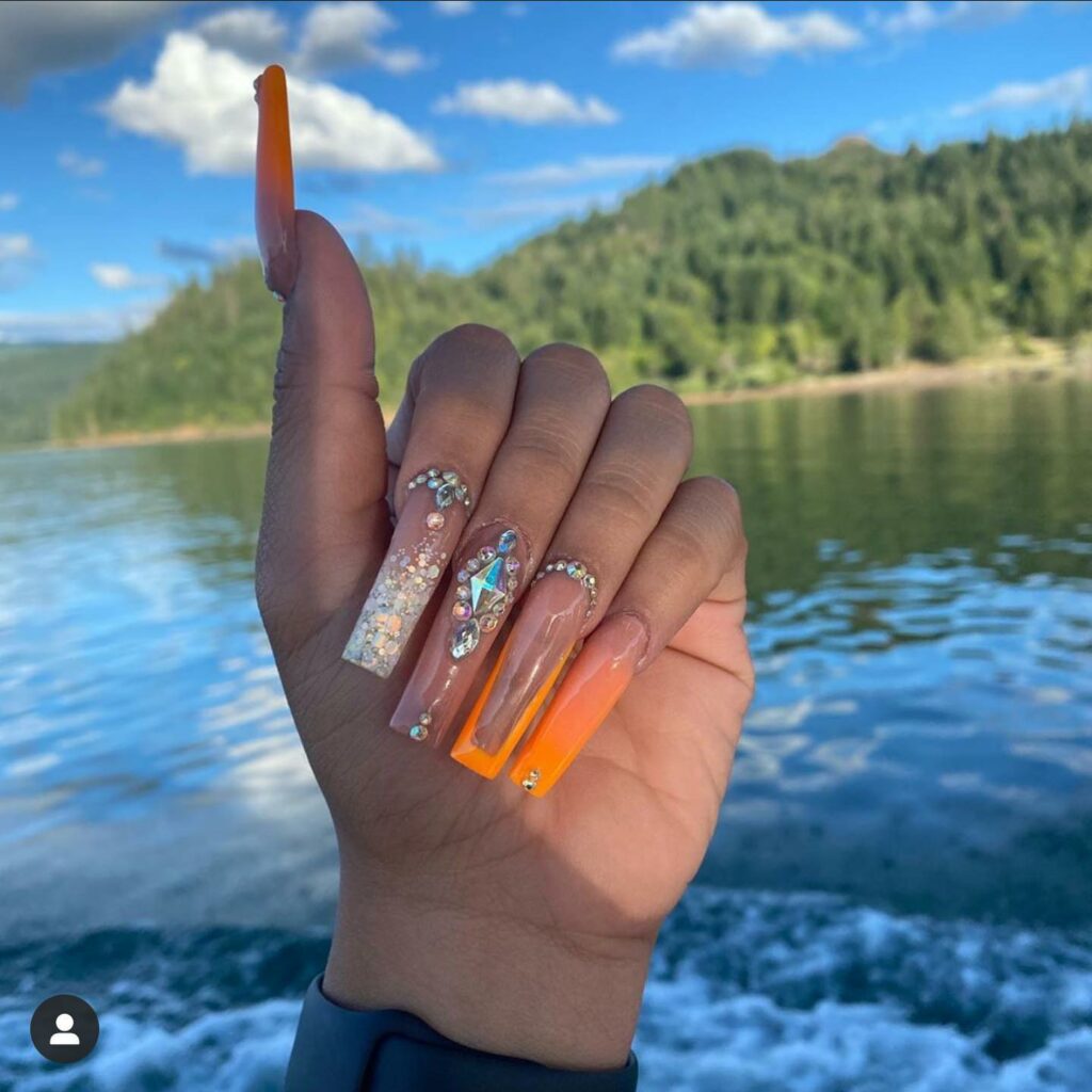 33 Latest Orange Acrylic Nail Ideas To Try in 2024! 23 Captivating Orange Acrylic Nails