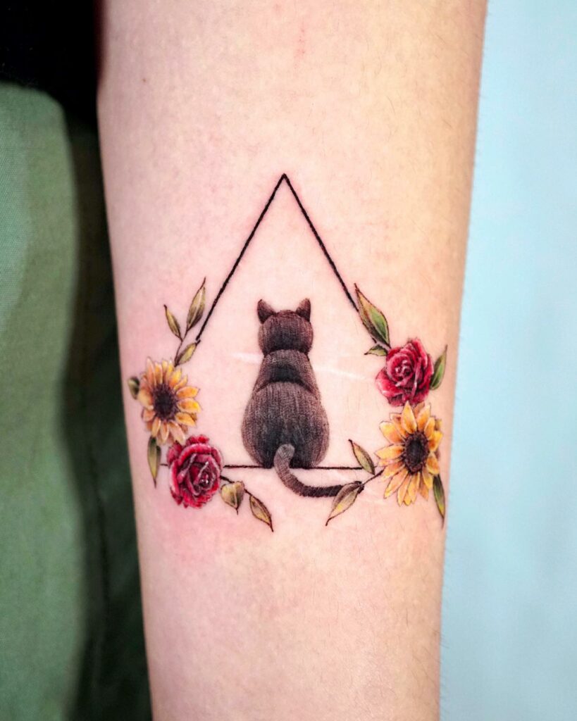 11+ Mini Small Sunflower Tattoo Ideas That Will Blow Your Mind! 11 Cat, Rose, And Sunflower Tattoo Ideas