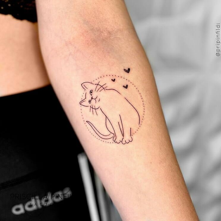 12+ Black Outline Tattoo Ideas To Inspire You! 14 Cat Tattoo In Black Outline