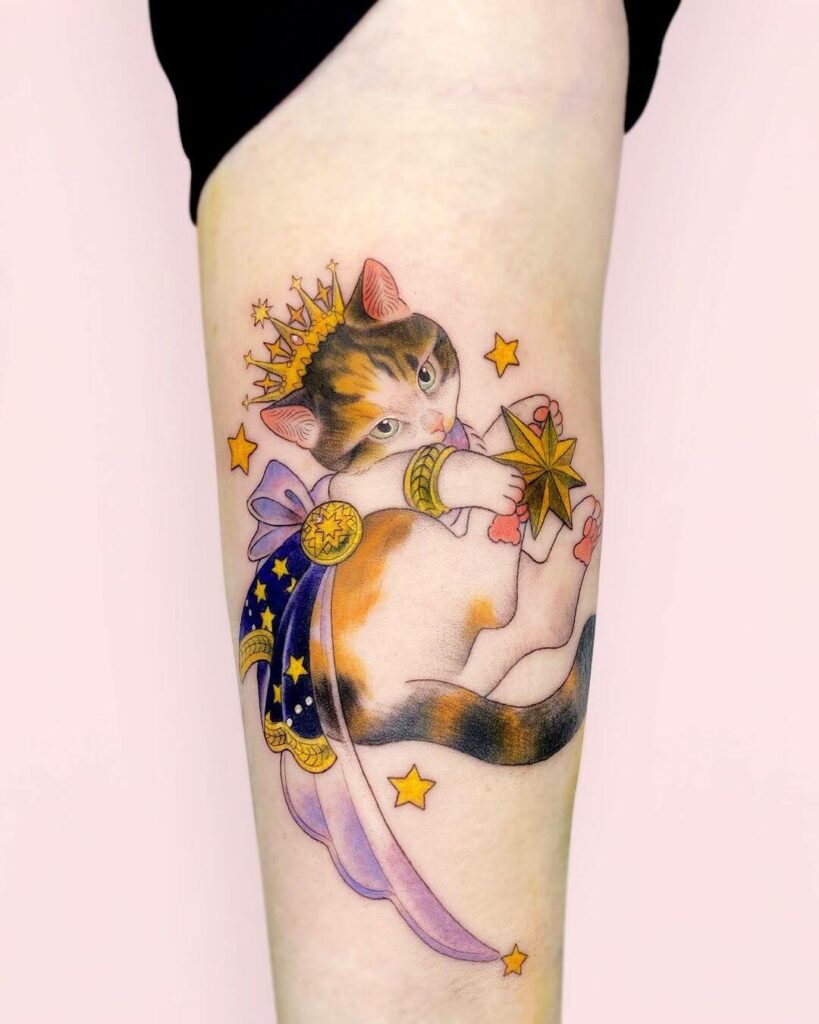 11+ Calico Cat Tattoo Ideas That Will Blow Your Mind! 11 Cat With Stars