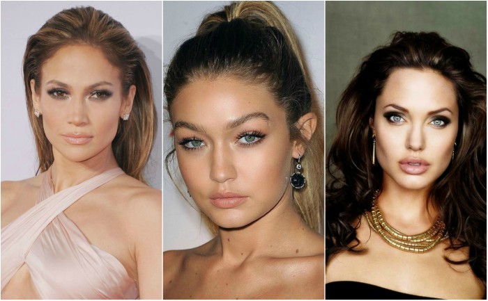 Top 20 Best Nude Lipsticks 19 Celebrity grid of nude lipsticks (Jennifer Lopez, Gigi Hadid and Angelina Jolie)