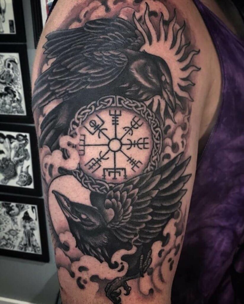10+ Hugin And Munin Tattoo Ideas That Will Blow Your Mind! 20 Celtic Huginn And Muninn Black And White Tattoo