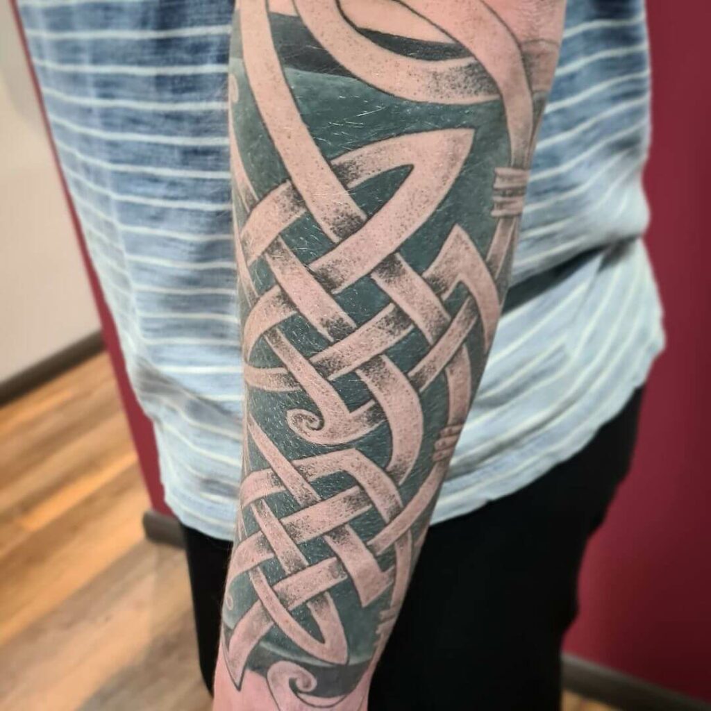 46 Celtic Half-Sleeve Tattoo Ideas for 2024 19 Celtic Sleeve Tattoo With Organic Energy