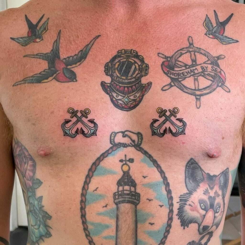 10+ Anchor Chest Tattoo Ideas That Will Blow Your Mind! 17 Center Chest Anchor Tattoos