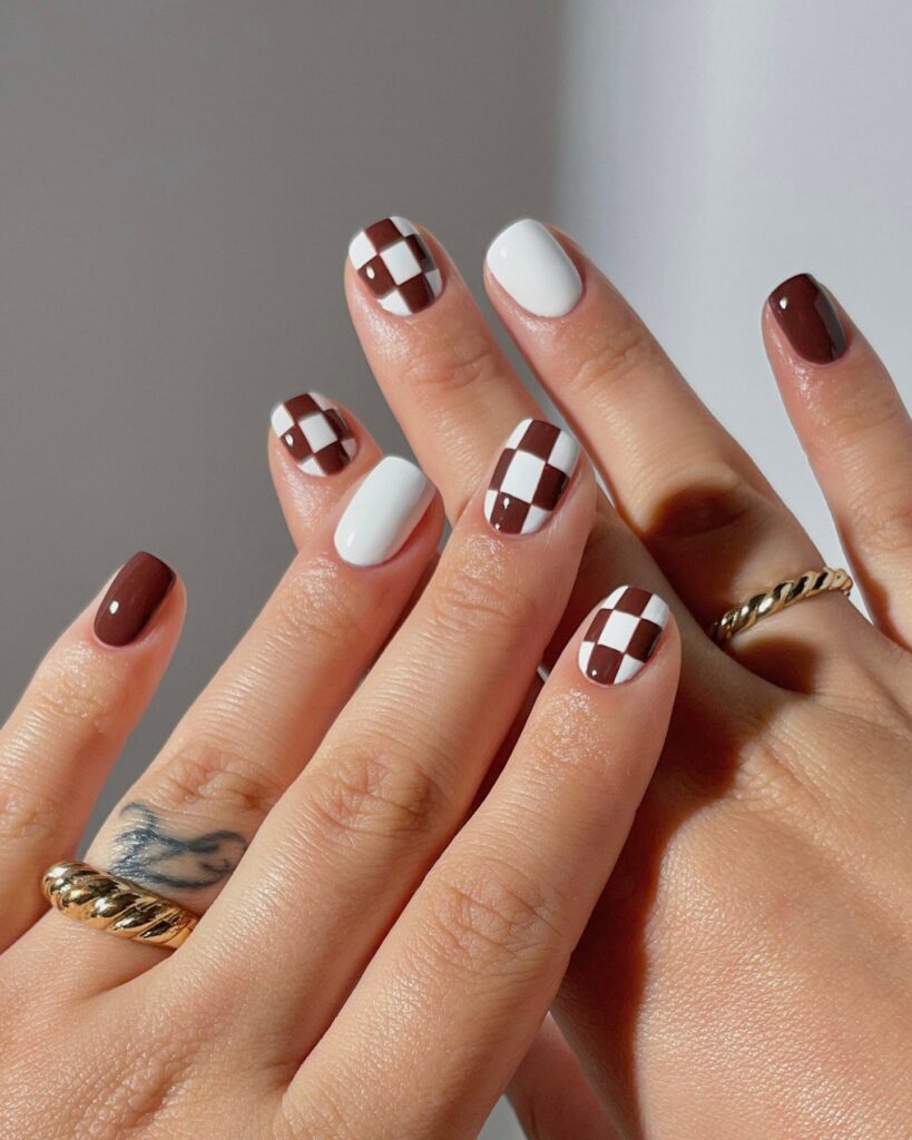30 Latest Graduation Nail Ideas To Celebrate In Style 26 Checkerboard Chic nails