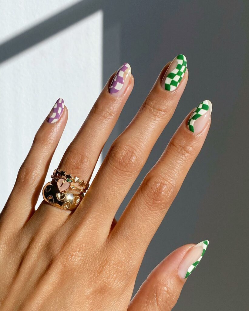 41 Latest Easter Nail Designs To Try This Season! 14 Checkered Print