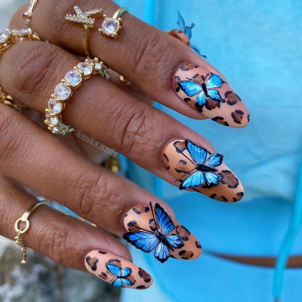 Add a Pop with 25 Cheetah Print Nails in 2024 14 Cheetah Print Nails with 3D Butterfly Accents