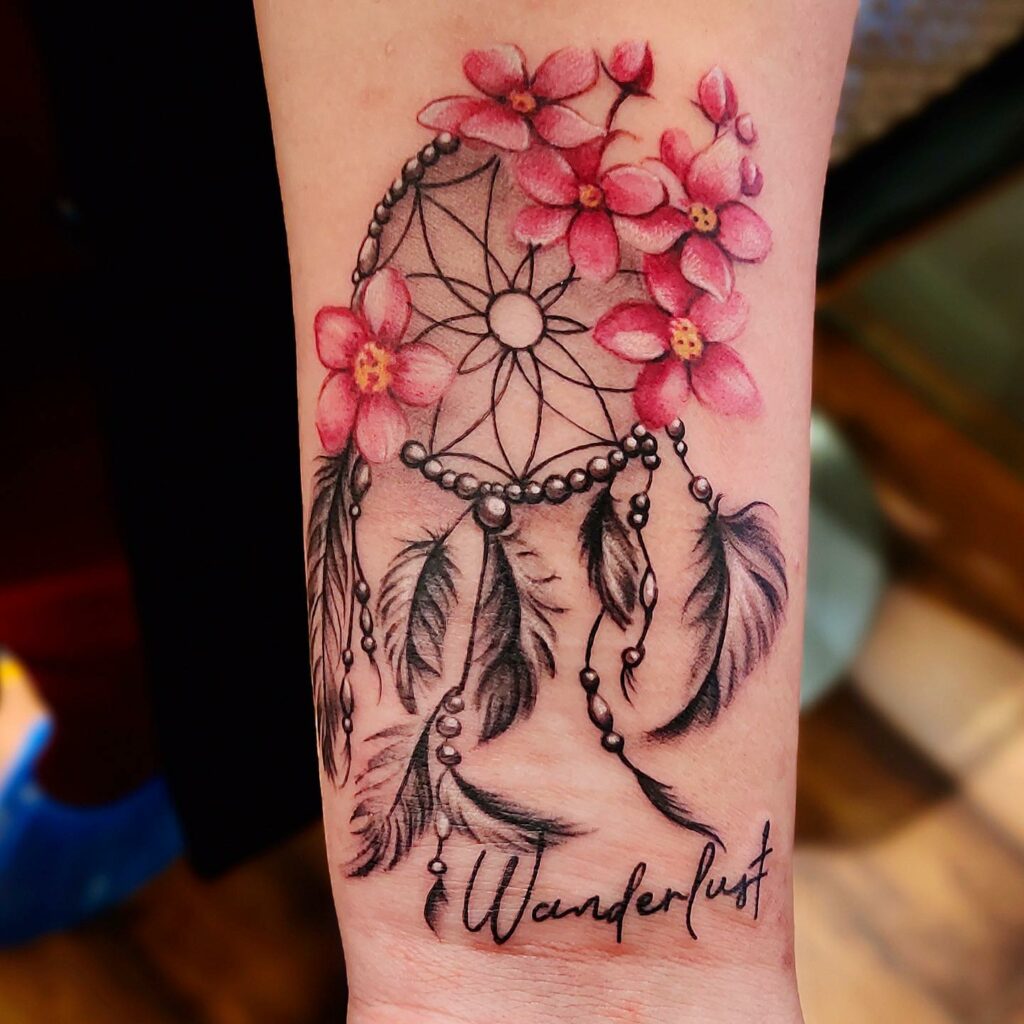 11+ Feminine Cherry Blossom Tattoo Ideas That Will Blow Your Mind! 19 Cherry Blossom Tattoos With The Dreamcatcher