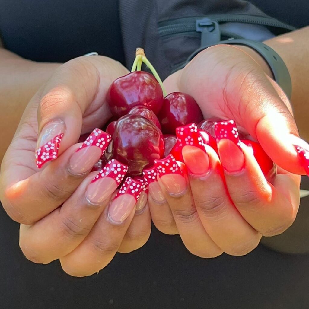 Explore 40 Red French Tip Nail Designs for 2024 30 Cherry red french nail