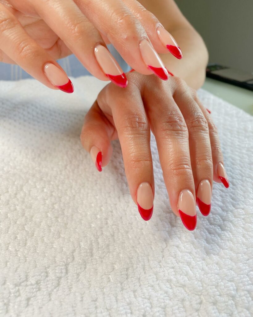 Explore 40 Red French Tip Nail Designs for 2024 12 Cherry red french nails