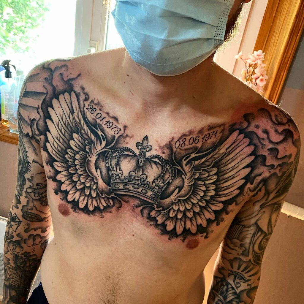 11+ Gangster King Crown Tattoo Ideas That Will Blow Your Mind! 12 Chest Gangster King Crown Tattoo