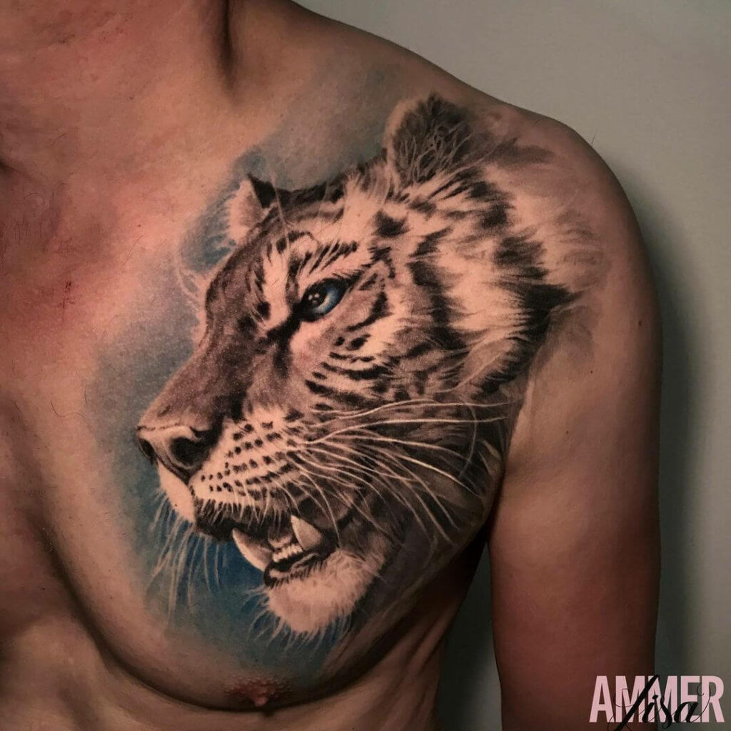 11+ Chest Tiger Tattoo Ideas That Will Blow Your Mind! 10 Chest Tiger Tattoo