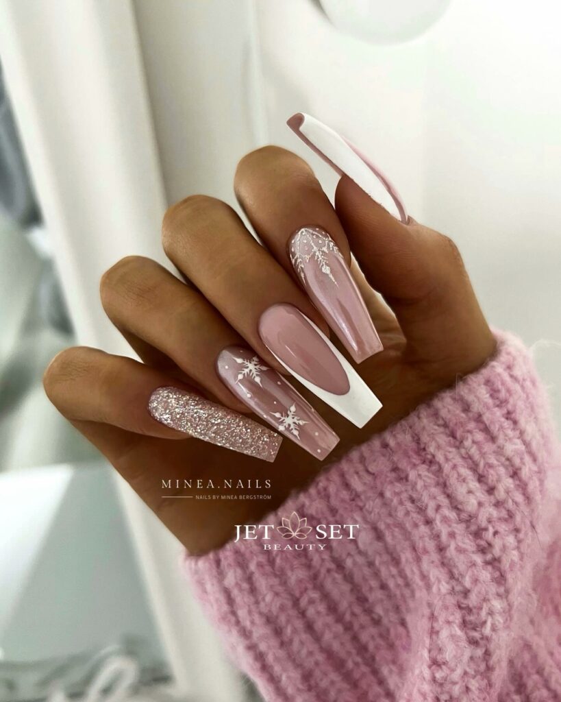 Celebrate with 30 Christmas Coffin Nail Ideas in 2024 17 Chic Acrylic Christmas Coffin Nails
