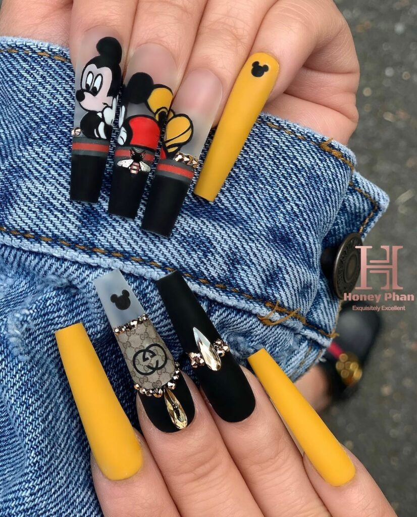 Add Whimsy with 35 Mickey Mouse Nail Designs in 2024 18 Chic and Sleek Mickey Mouse Nails
