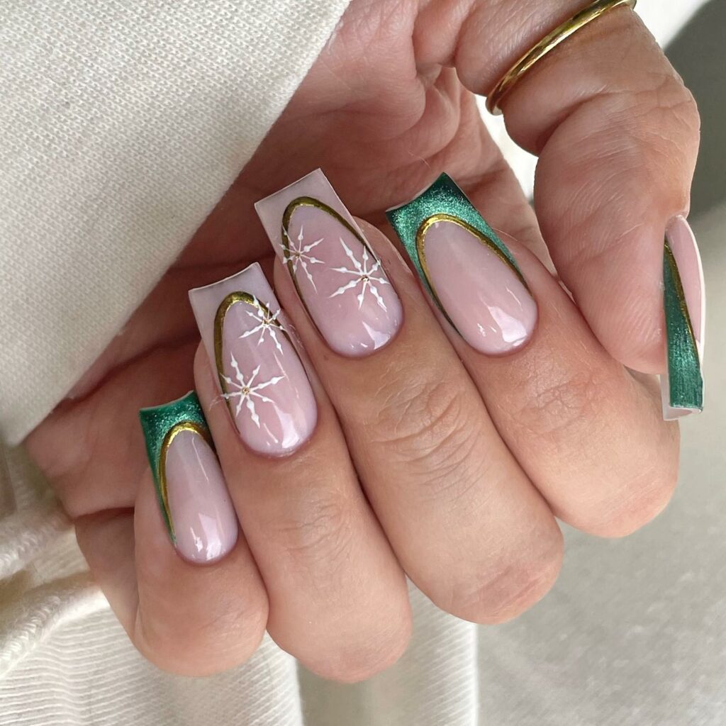 Celebrate with 30 Nude Christmas Nail Ideas in 2024 33 Chic Nude Christmas Nails with a Holiday Edge