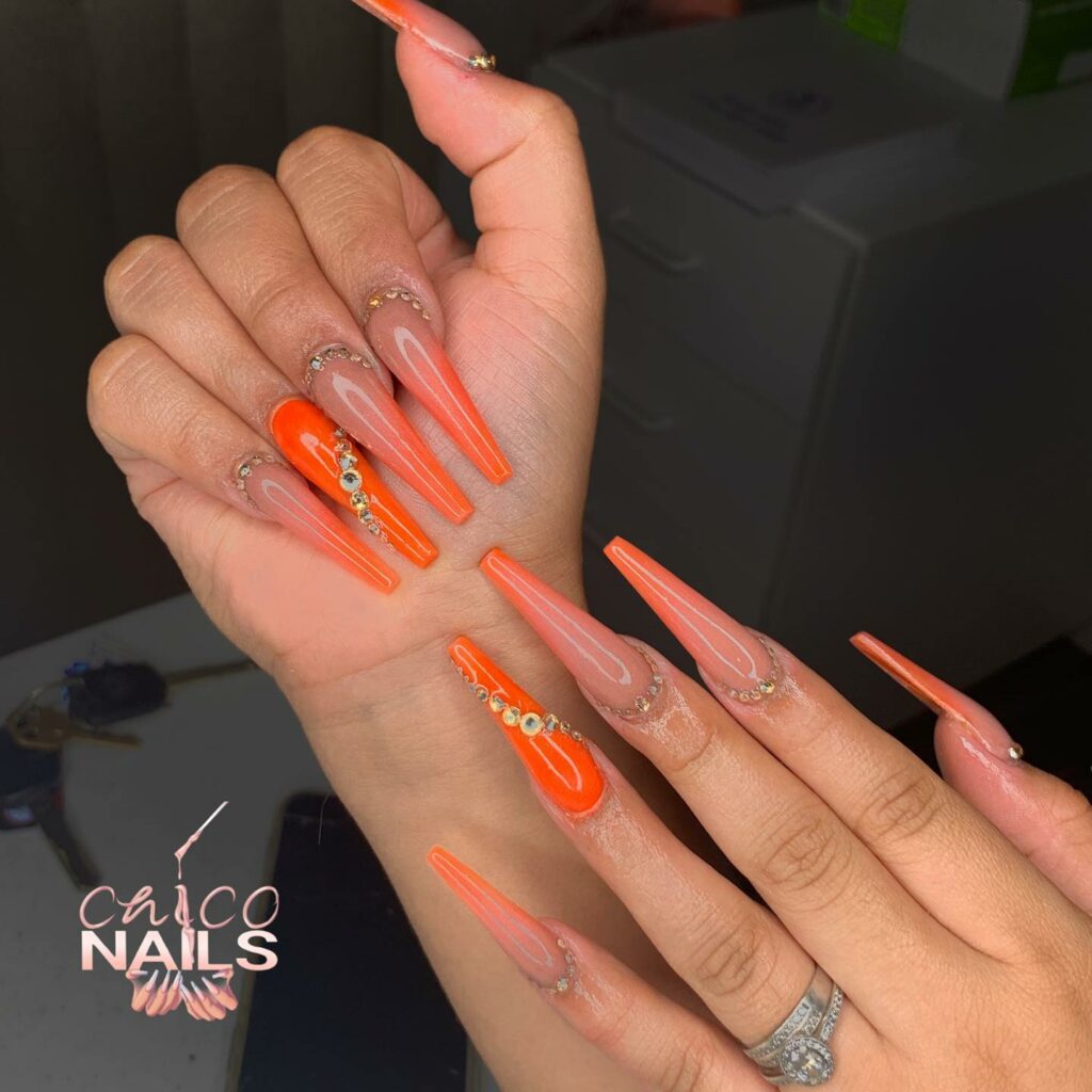 33 Latest Orange Acrylic Nail Ideas To Try in 2024! 18 Chic Orange Ombre Acrylic Nails