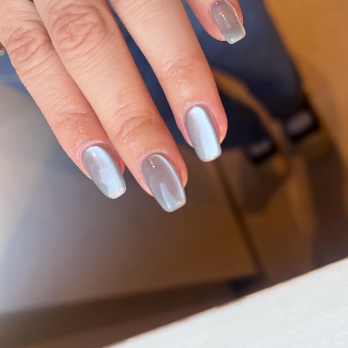 30 Stunning Blue Nail Designs To Try Today ✨ 21 Chic Pastel Blue Gradient with Glitter Touch