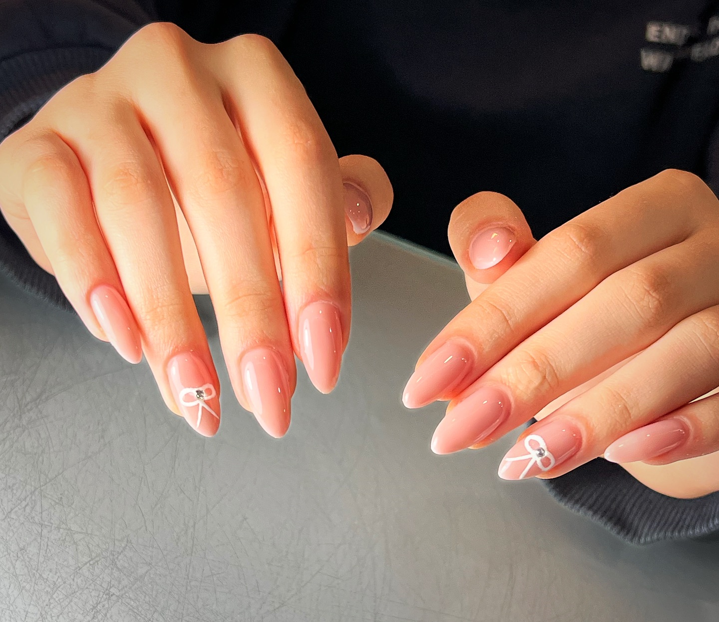 30 Latest Almond Nail Designs To Try in 2024! ⭐ 13 Chic Pink Ombre with Bow Accent Nails