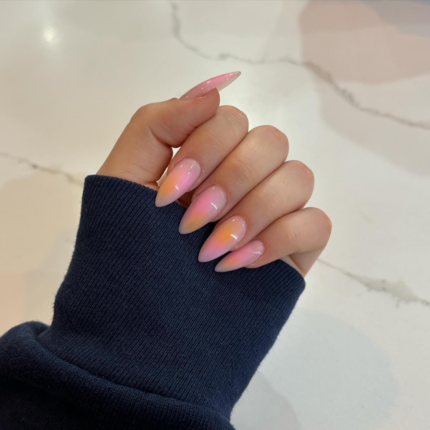 30 Latest Almond Nail Designs To Try in 2024! ⭐ 15 Chic Pink to White Ombre Almond-Shaped Nails